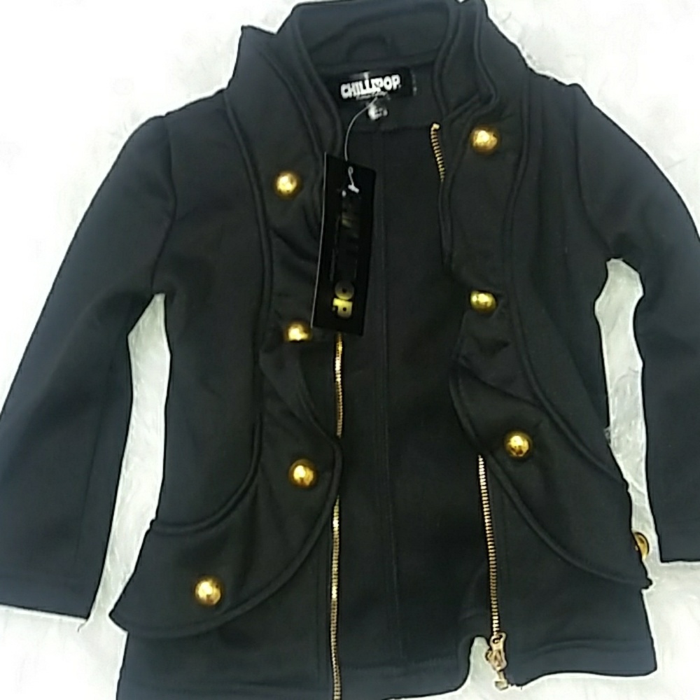 SoldNew Toddler Girl Black Gold Button Coat